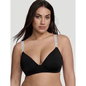 Victoria's Secret T-Shirt Wireless Bra Black Logo Strap Adjustable 34DDD